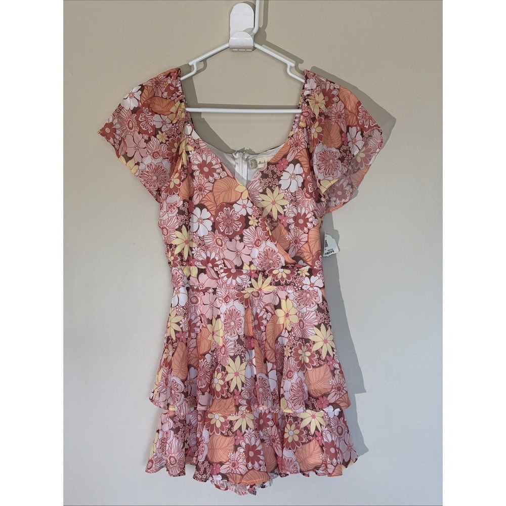 Altard State Multicolor Floral Flower Neck Tiered Romper Festival XS NEW NWT